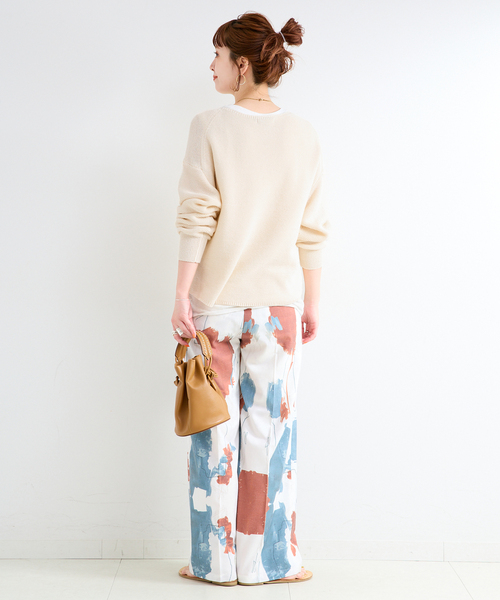 B.C STOCK（ベーセーストック）の「手洗い可 / ガーター編みプルオーバー（ニット/セーター・レディース・ホワイト/グリーン/ピンク/ブラック・FREE）」の14枚目の写真