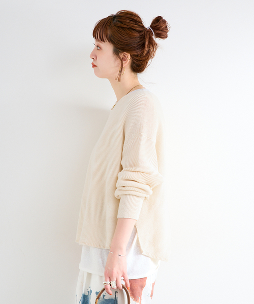 B.C STOCK（ベーセーストック）の「手洗い可 / ガーター編みプルオーバー（ニット/セーター・レディース・ホワイト/グリーン/ピンク/ブラック・FREE）」の17枚目の写真