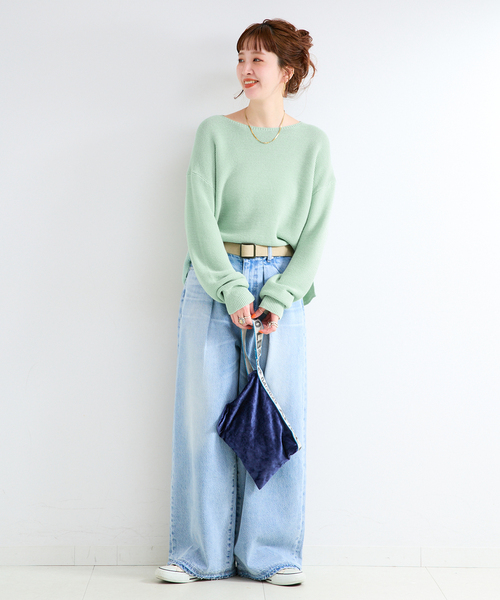 B.C STOCK（ベーセーストック）の「手洗い可 / ガーター編みプルオーバー（ニット/セーター・レディース・ホワイト/グリーン/ピンク/ブラック・FREE）」の19枚目の写真