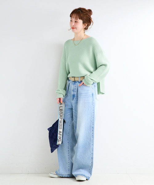 B.C STOCK（ベーセーストック）の「手洗い可 / ガーター編みプルオーバー（ニット/セーター・レディース・ホワイト/グリーン/ピンク/ブラック・FREE）」の20枚目の写真