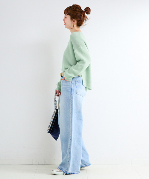 B.C STOCK（ベーセーストック）の「手洗い可 / ガーター編みプルオーバー（ニット/セーター・レディース・ホワイト/グリーン/ピンク/ブラック・FREE）」の21枚目の写真