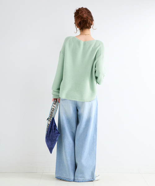 B.C STOCK（ベーセーストック）の「手洗い可 / ガーター編みプルオーバー（ニット/セーター・レディース・ホワイト/グリーン/ピンク/ブラック・FREE）」の22枚目の写真