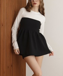 Mili affinity（ミリアフィニティー）の「ペプラムフリルビスチェニットコンビTシャツ（Tシャツ/カットソー）」