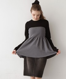 Mili affinity（ミリアフィニティー）の「ペプラムフリルビスチェニットコンビTシャツ（Tシャツ/カットソー）」