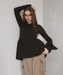 Mili affinity（ミリアフィニティー）の「ペプラムフリルビスチェニットコンビTシャツ（Tシャツ/カットソー）」