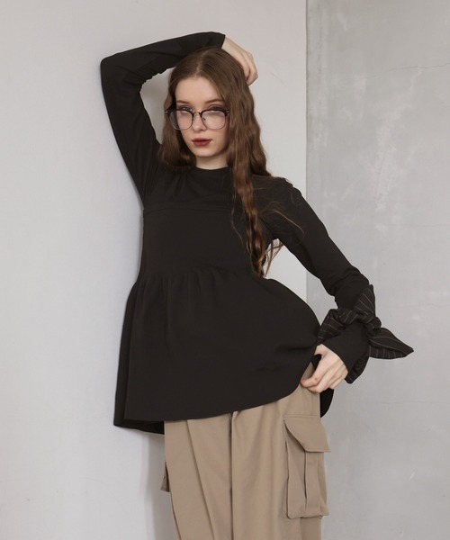 セール】ペプラムフリルビスチェニットコンビTシャツ（Tシャツ