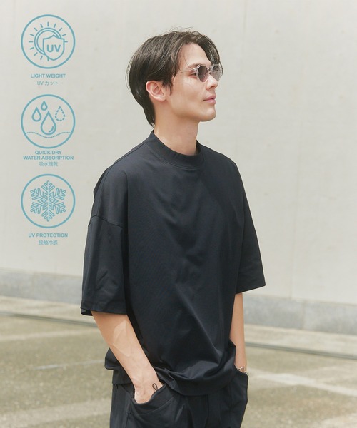 MAISON CLUB(メゾンクラブ)の「【MAISON CLUB】TACTICAL MOCK NECK TEE / タクティカルモックネックTシャツ 水陸両用/ストレッチ素材/速乾/UVカット/水着(Tシャツ/カットソー・メンズ・グレー/ブラック・L/M)」の13枚目の写真