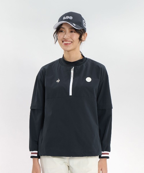 le coq sportif GOLF(ルコックスポルティフゴルフ)の「2WAYクルーネックブルゾン(ブルゾン・レディース・ホワイト/グリーン/ネイビー/ベージュ・XL/L/M/S/3L)」の4枚目の写真