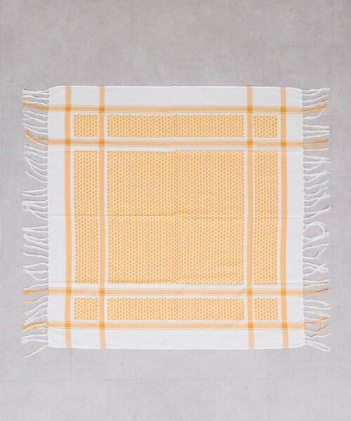 GALLARDAGALANTE（ガリャルダガランテ）の「コットンスクエアジャガードストール（マフラー・レディース・オレンジ/ブラック・FREE）」の5枚目の写真