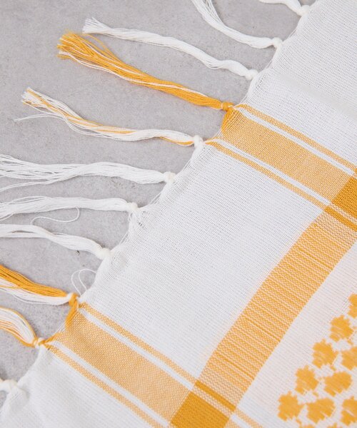 GALLARDAGALANTE（ガリャルダガランテ）の「コットンスクエアジャガードストール（マフラー・レディース・オレンジ/ブラック・FREE）」の6枚目の写真