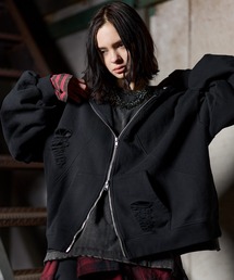 ERAR（エラー）の「【ERAR】ヴィンテージ加工ハイダメージデザインダブルジップパーカー（パーカー）」