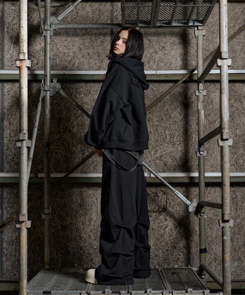 ERAR（エラー）の「【ERAR】ヴィンテージ加工ハイダメージデザインダブルジップパーカー（パーカー・メンズ・ブラック系/ブラック・S/M/L/XL）」の21枚目の写真