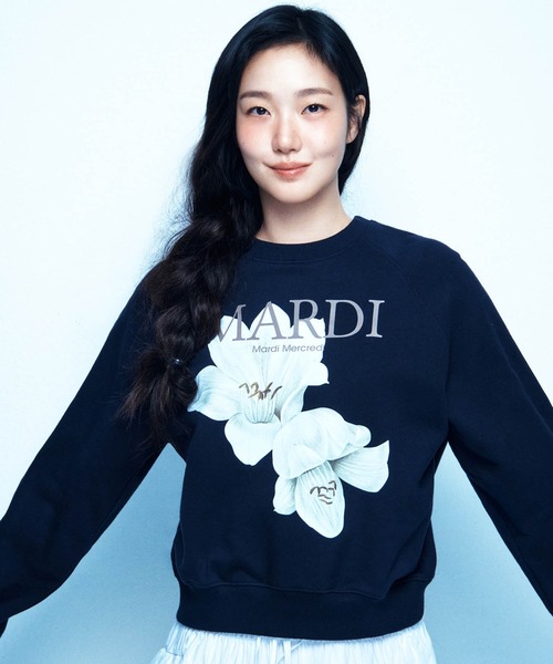 Mardi Mercredi(マルディメクルディ)の「SWEATSHIRT RAGLAN LILIES / スウェット シャツ ラグラン リリー(スウェット・レディース・ネイビー/オートミール・FREE)」の10枚目の写真