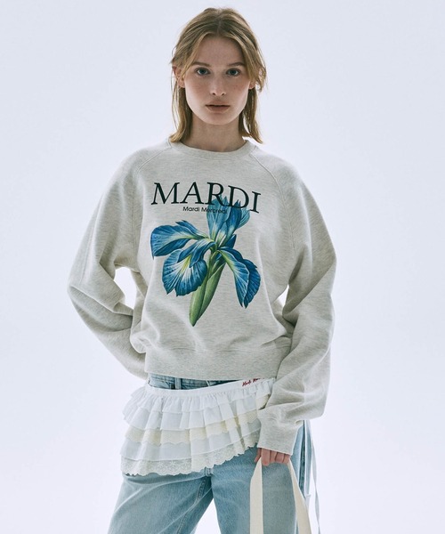 Mardi Mercredi(マルディメクルディ)の「SWEATSHIRT RAGLAN LILIES / スウェット シャツ ラグラン リリー(スウェット・レディース・ネイビー/オートミール・FREE)」の7枚目の写真