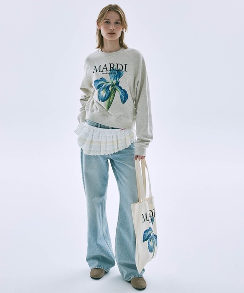 Mardi Mercredi(マルディメクルディ)の「SWEATSHIRT RAGLAN LILIES / スウェット シャツ ラグラン リリー(スウェット・レディース・ネイビー/オートミール・FREE)」の8枚目の写真