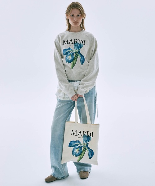 Mardi Mercredi(マルディメクルディ)の「SWEATSHIRT RAGLAN LILIES / スウェット シャツ ラグラン リリー(スウェット・レディース・ネイビー/オートミール・FREE)」の9枚目の写真