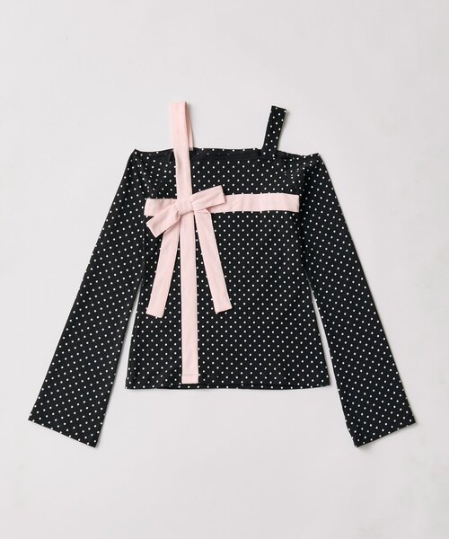 OLIVE des OLIVE（オリーブデオリーブ）の「【インフルエンサー企画】miko present ribbon tops（Tシャツ/カットソー・レディース・ピンク/ブラック・FREE）」の8枚目の写真