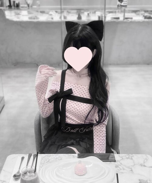 OLIVE des OLIVE（オリーブデオリーブ）の「【インフルエンサー企画】miko present ribbon tops（Tシャツ/カットソー・レディース・ピンク/ブラック・FREE）」の10枚目の写真