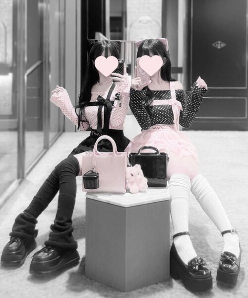 OLIVE des OLIVE（オリーブデオリーブ）の「【インフルエンサー企画】miko present ribbon tops（Tシャツ/カットソー・レディース・ピンク/ブラック・FREE）」の17枚目の写真