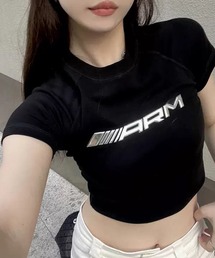 メタリックロゴ クロップドTシャツ