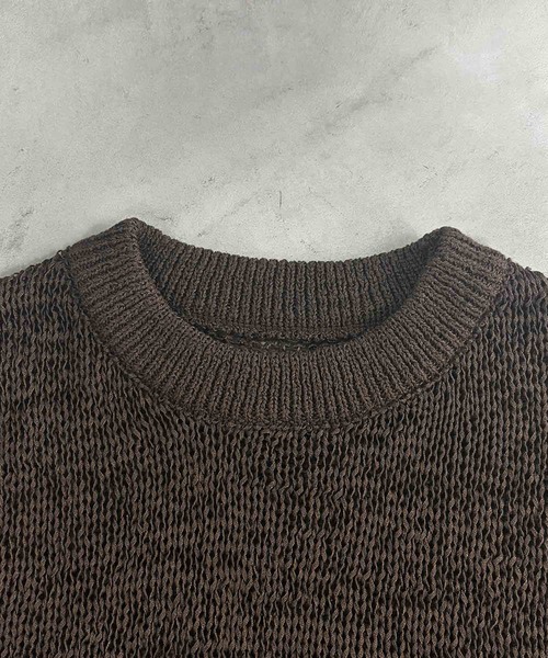 ELFRANK(エルフランク)の「シアーサマーニットプルオーバー 半袖 透かし編み ドロップショルダー 透け感《着用動画あり》(ニット/セーター・レディース・アイボリー/ブラックミックス/ダークブラウン・M/L)」の22枚目の写真