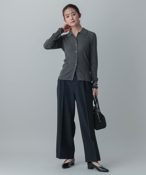 GLOBAL WORK(グローバルワーク)の「MATINEE LINE/ウールシルクポロ襟カーディガン/640368(カーディガン/ボレロ・レディース・ライトピンク/ベージュ/チャコールグレー・MEDIUM/LARGE)」の6枚目の写真