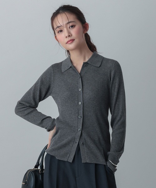 GLOBAL WORK(グローバルワーク)の「MATINEE LINE/ウールシルクポロ襟カーディガン/640368(カーディガン/ボレロ・レディース・ライトピンク/ベージュ/チャコールグレー・MEDIUM/LARGE)」の10枚目の写真