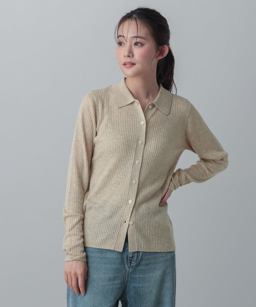 GLOBAL WORK(グローバルワーク)の「MATINEE LINE/ウールシルクポロ襟カーディガン/640368(カーディガン/ボレロ・レディース・ライトピンク/ベージュ/チャコールグレー・MEDIUM/LARGE)」の16枚目の写真