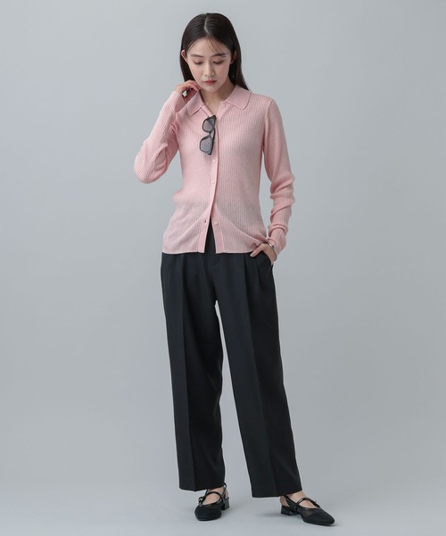 GLOBAL WORK(グローバルワーク)の「MATINEE LINE/ウールシルクポロ襟カーディガン/640368(カーディガン/ボレロ・レディース・ライトピンク/ベージュ/チャコールグレー・MEDIUM/LARGE)」の17枚目の写真