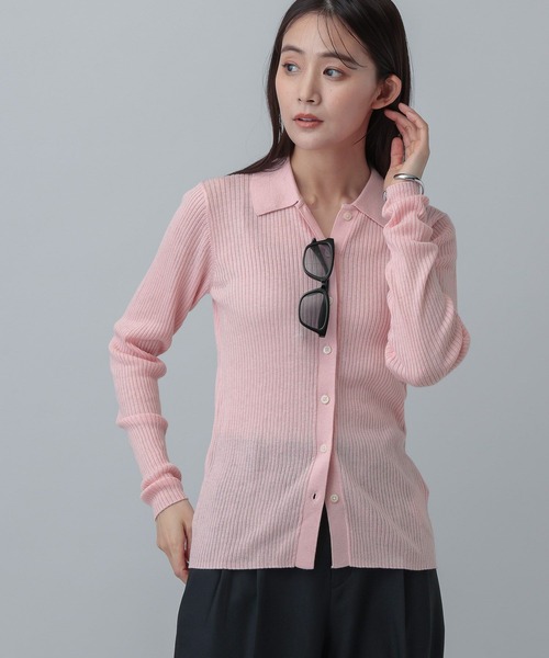 GLOBAL WORK(グローバルワーク)の「MATINEE LINE/ウールシルクポロ襟カーディガン/640368(カーディガン/ボレロ・レディース・ライトピンク/ベージュ/チャコールグレー・MEDIUM/LARGE)」の20枚目の写真