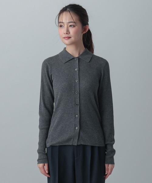 GLOBAL WORK(グローバルワーク)の「MATINEE LINE/ウールシルクポロ襟カーディガン/640368(カーディガン/ボレロ・レディース・ライトピンク/ベージュ/チャコールグレー・MEDIUM/LARGE)」の21枚目の写真