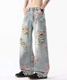 Ressaca（レサーカ）の「花柄ダメージ加工ルーズデニムパンツ（デニムパンツ）」