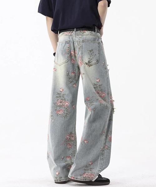 Ressaca（レサーカ）の「花柄ダメージ加工ルーズデニムパンツ（デニムパンツ・メンズ・ブルー・L/XL/M）」の5枚目の写真