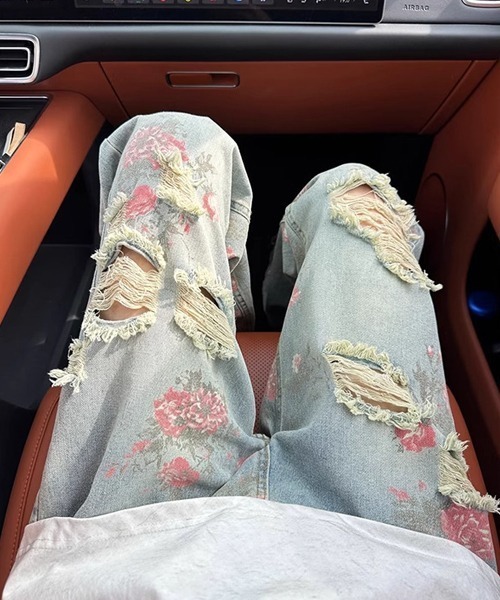 Ressaca（レサーカ）の「花柄ダメージ加工ルーズデニムパンツ（デニムパンツ・メンズ・ブルー・L/XL/M）」の7枚目の写真