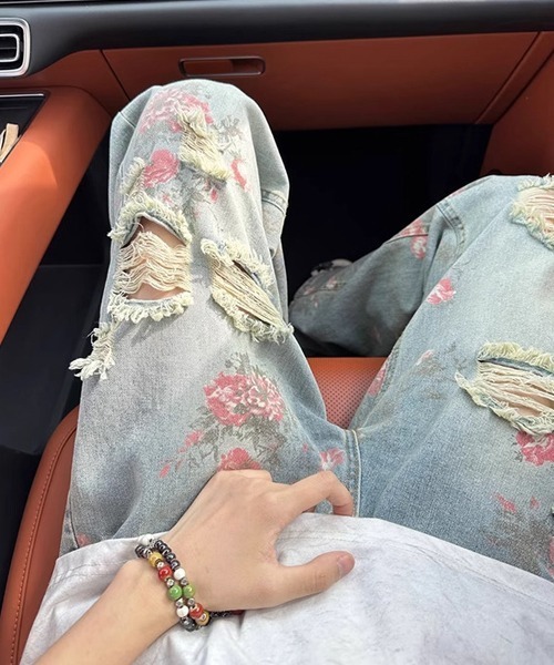 Ressaca（レサーカ）の「花柄ダメージ加工ルーズデニムパンツ（デニムパンツ・メンズ・ブルー・L/XL/M）」の8枚目の写真