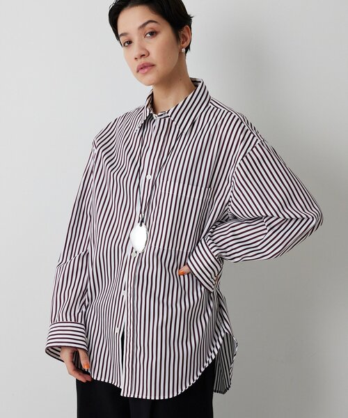 Whim Gazette(ウィムガゼット)の「ストライプシャツ(シャツ/ブラウス・レディース・ブラウン/ブルー・FREE)」の2枚目の写真