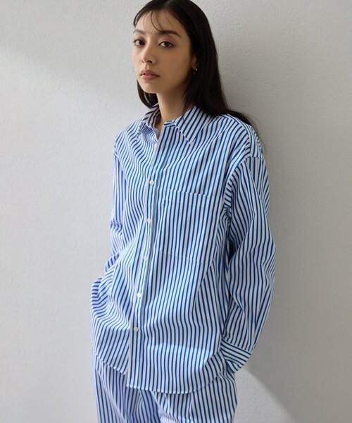 Whim Gazette(ウィムガゼット)の「ストライプシャツ(シャツ/ブラウス・レディース・ブラウン/ブルー・FREE)」の14枚目の写真