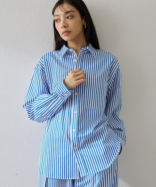 Whim Gazette(ウィムガゼット)の「ストライプシャツ(シャツ/ブラウス・レディース・ブラウン/ブルー・FREE)」の18枚目の写真