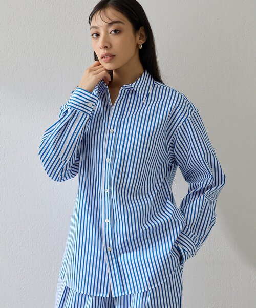 Whim Gazette(ウィムガゼット)の「ストライプシャツ(シャツ/ブラウス・レディース・ブラウン/ブルー・FREE)」の15枚目の写真
