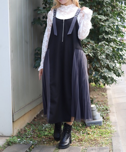 axes femme（アクシーズファム）の「サイドプリーツジャンスカ（ワンピース・レディース・ブラック/ブルー・FREE）」の10枚目の写真