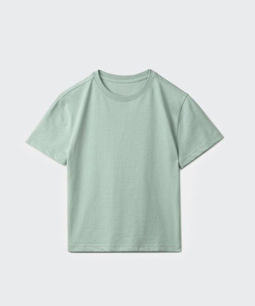 MUSINSA STANDARD KIDS（ムシンサスタンダードキッズ）の「リラックスドクルーネックTシャツ [ダスティミント]（Tシャツ/カットソー・レディース・その他・110/120/130/140/150/100/160）」の2枚目の写真