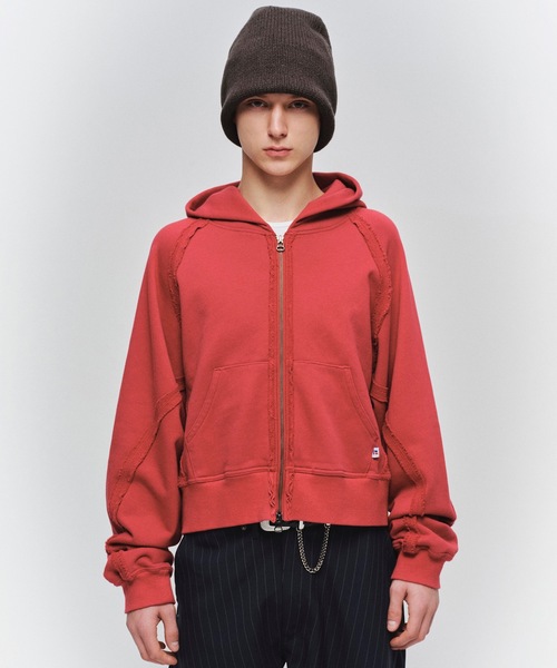 JIEDA(ジエダ)の「JIEDA × RUSSELL ATHLETIC ZIP HOODIE(パーカー・メンズ・レッド/ヘザーグレー/ブラック・2/1)」の1枚目の写真