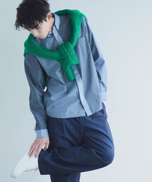 COMME CA ISM | コットンダンガリー パッチワーク ボタンダウンシャツ(シャツ/ブラウス)