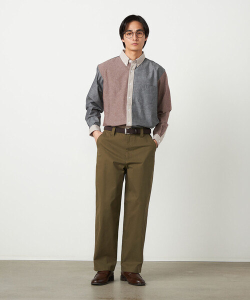 COMME CA ISM（コムサイズム）の「コットンダンガリー パッチワーク ボタンダウンシャツ（シャツ/ブラウス・メンズ・ブルー/ブラウン・LARGE/MEDIUM/SMALL）」の3枚目の写真