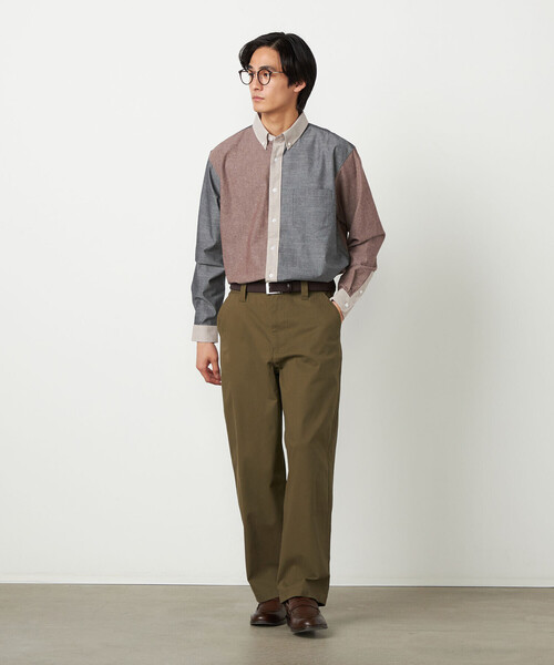 COMME CA ISM（コムサイズム）の「コットンダンガリー パッチワーク ボタンダウンシャツ（シャツ/ブラウス・メンズ・ブルー/ブラウン・LARGE/MEDIUM/SMALL）」の4枚目の写真