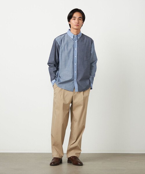 COMME CA ISM（コムサイズム）の「コットンダンガリー パッチワーク ボタンダウンシャツ（シャツ/ブラウス・メンズ・ブルー/ブラウン・LARGE/MEDIUM/SMALL）」の7枚目の写真