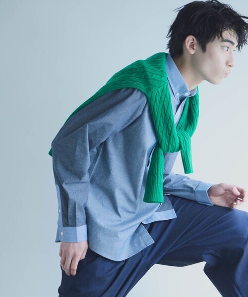 COMME CA ISM（コムサイズム）の「コットンダンガリー パッチワーク ボタンダウンシャツ（シャツ/ブラウス・メンズ・ブルー/ブラウン・LARGE/MEDIUM/SMALL）」の10枚目の写真