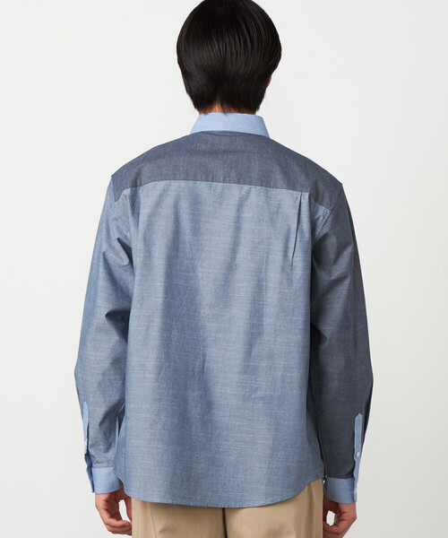 COMME CA ISM（コムサイズム）の「コットンダンガリー パッチワーク ボタンダウンシャツ（シャツ/ブラウス・メンズ・ブルー/ブラウン・LARGE/MEDIUM/SMALL）」の16枚目の写真