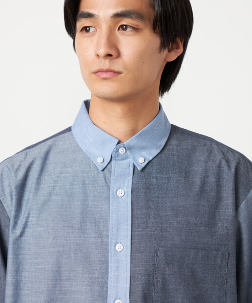 COMME CA ISM（コムサイズム）の「コットンダンガリー パッチワーク ボタンダウンシャツ（シャツ/ブラウス・メンズ・ブルー/ブラウン・LARGE/MEDIUM/SMALL）」の17枚目の写真