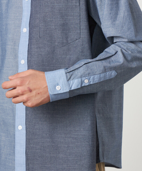 COMME CA ISM（コムサイズム）の「コットンダンガリー パッチワーク ボタンダウンシャツ（シャツ/ブラウス・メンズ・ブルー/ブラウン・LARGE/MEDIUM/SMALL）」の19枚目の写真